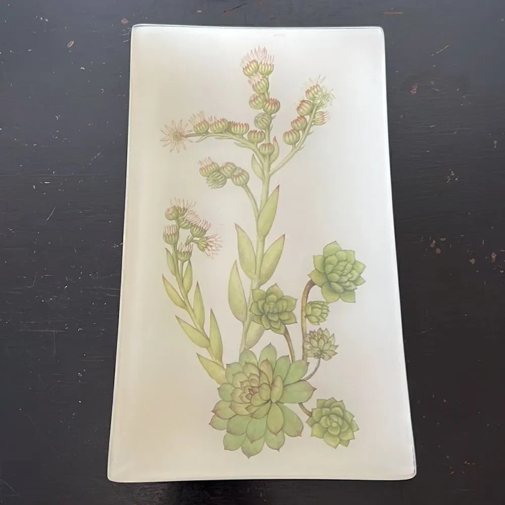 Pottery Barn Glass Succulent Decoupage Tray